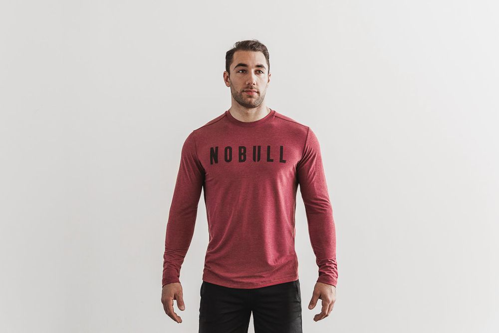 NOBULL Men's Long Sleeve Tee - Wine - Ireland (6502RNHLT)